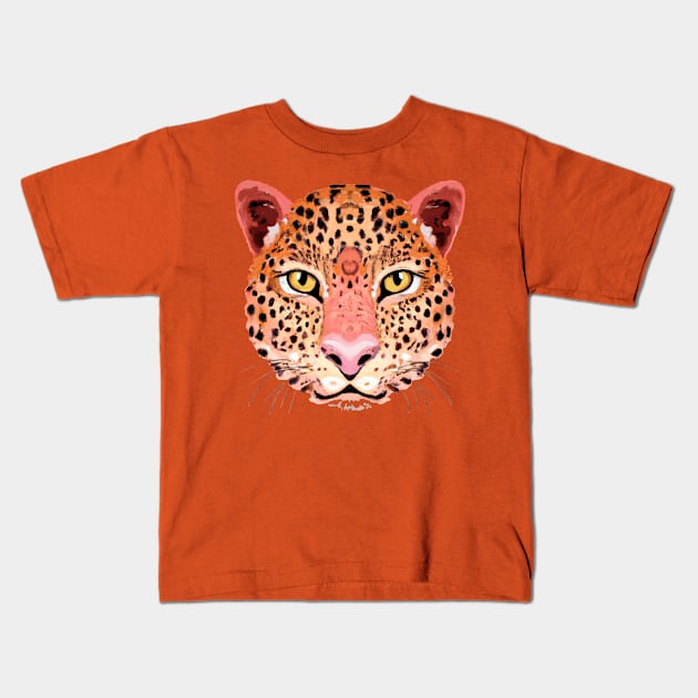 Leopard face Kids T-Shirt by Oeuvres